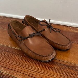 Peter Huber Men's Shoes Classic Driving Loafers Tan Leather Tie 10.5